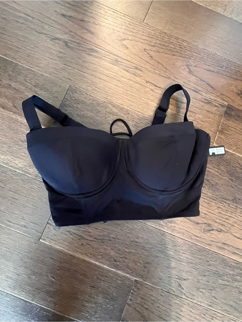 Black Longline Bustier Bra Top